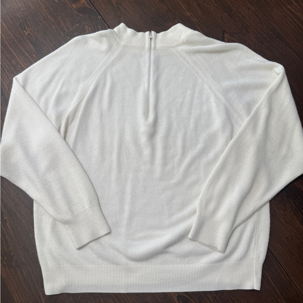 Elegant White Women's Quarter Zip Sweater